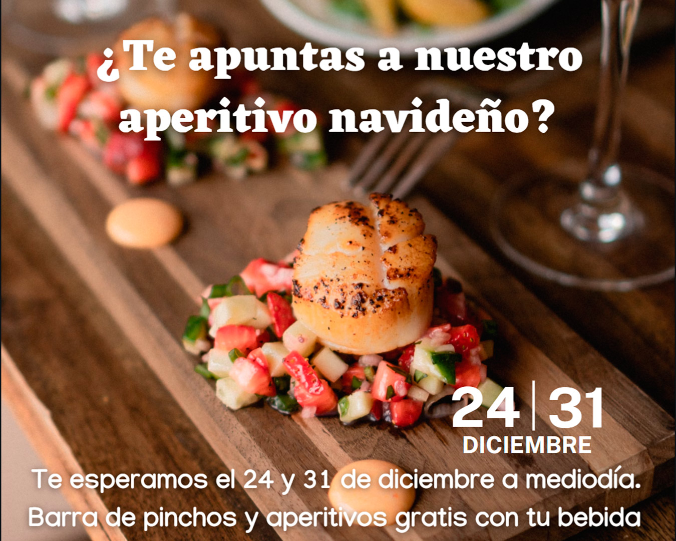 aperitivo navideño en restaurante Pozuelo de Alarcón