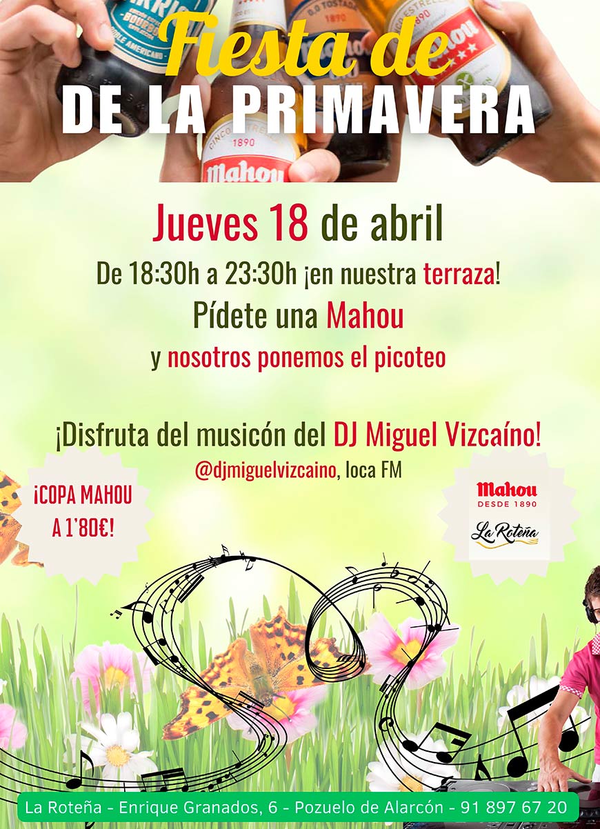 fiesta de la primavera con dj, restaurante en Pozuelo de Alarcón